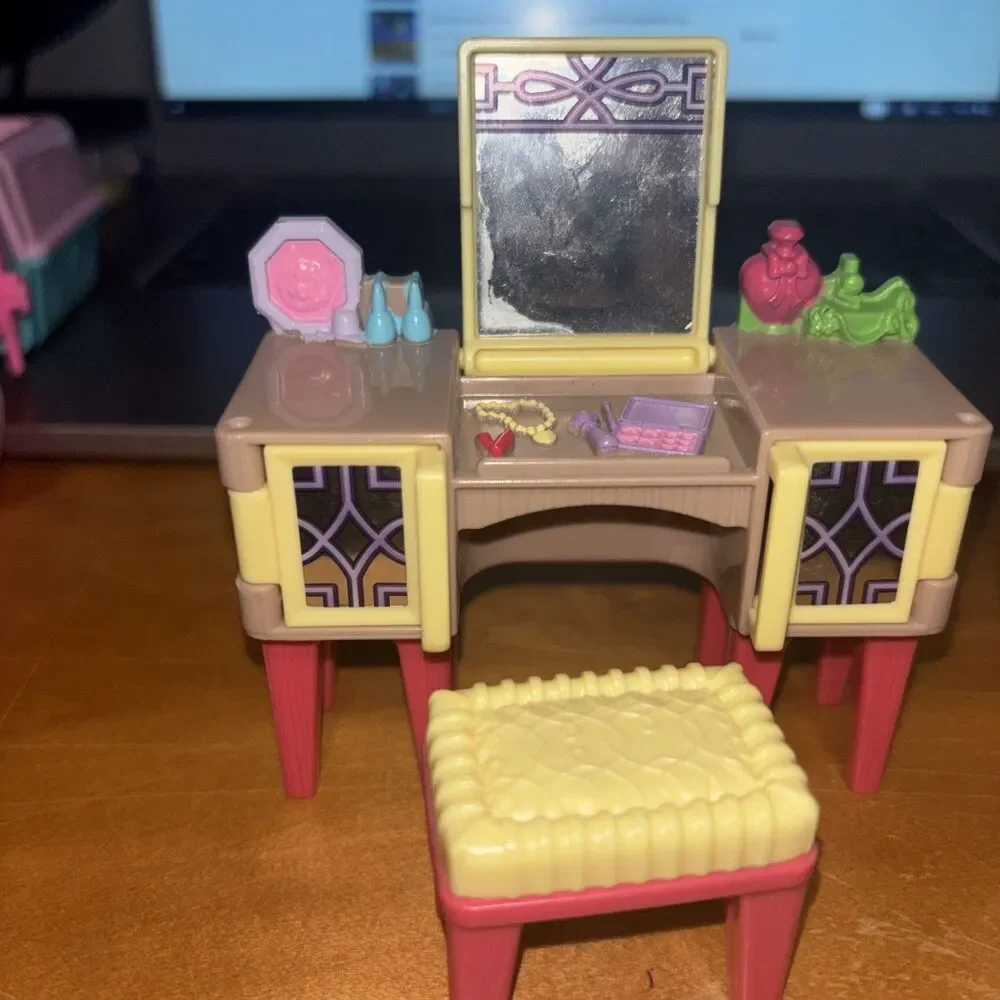 Fisher Price Oving Family Dollhouse Vanity And Bench Set Furniture Mattel